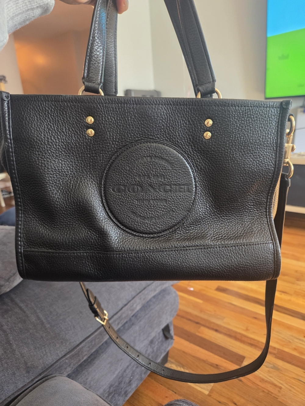 Coach Black Leather Tote with Shoulder Strap